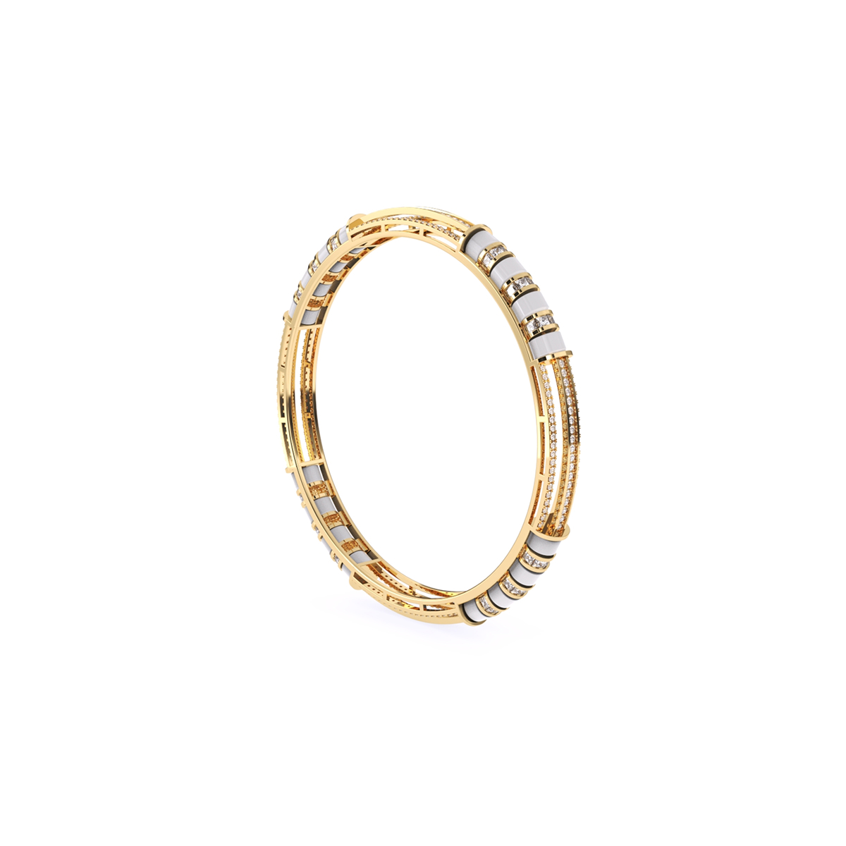 Modern Round Cluster Diamond Bangle
